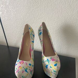 Shoe Dazzle Multicolor Splatter Heels